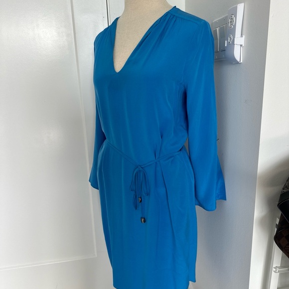 JOIE Motega Tie-Waist Silk Blue Dress X Small NWOT - Picture 6 of 12